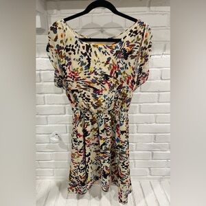 Alice Olivia Sleeveless Faux Wrap Mini Dress Size Small Multi Color Silk